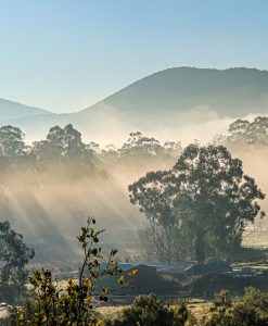 A view across the valley to the nearby hills