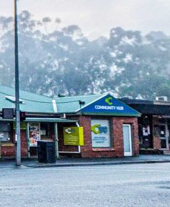A view of the Yarra Junction Main Street including the Community Hub